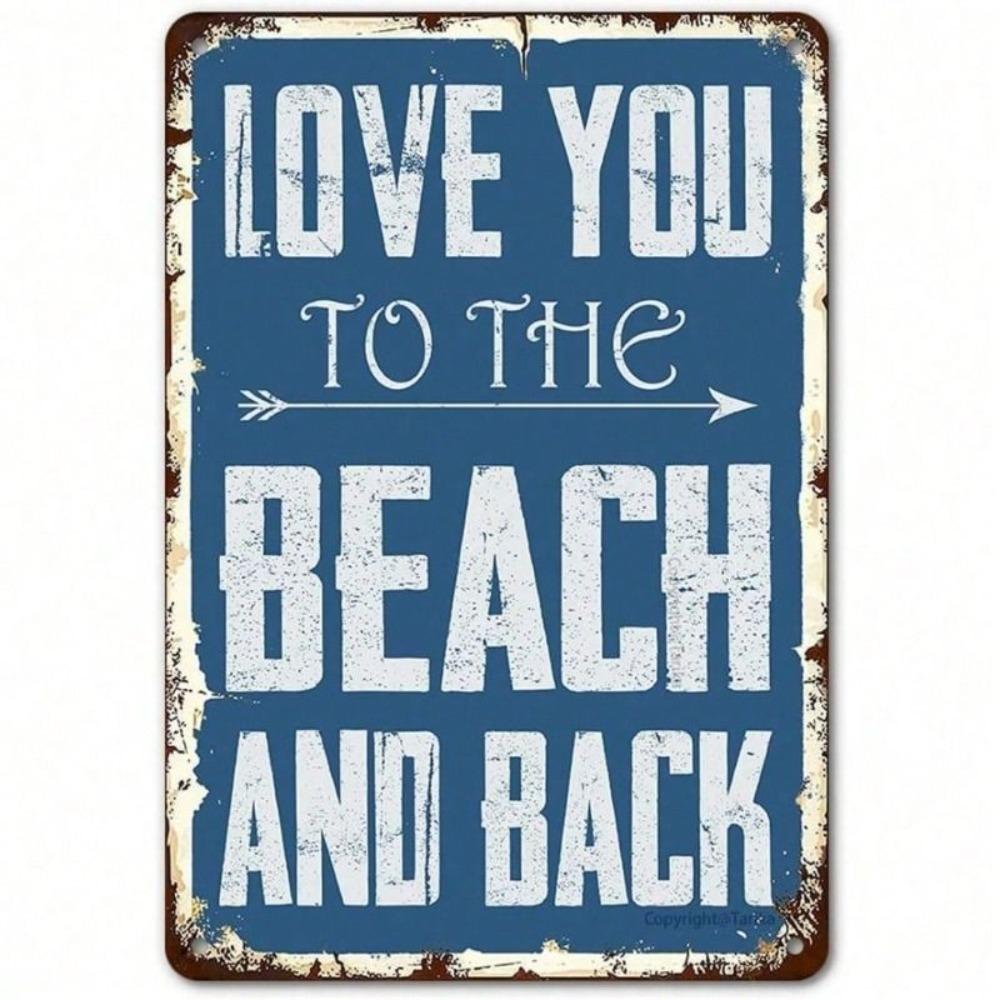 Blechschild Vintage Strand Liebe Metallposter Wandkunst Retro Küchen Dekoration