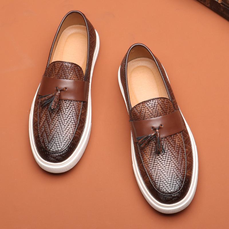 Men Casual Shoes Breathable Designer Shoes Leather Loafers Business Office Shoes For Men Driving Moccasins Comfortable Tassel