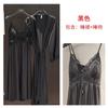 Seven-color pure lace sexy suspender nightdress women's French ice silk with chest pad suspender morning robe two-piece set