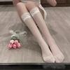 Lolita Summer Nylon Floral Lace Trim Calf Socks Ultra-Thin Transparent Sheer Knee High Socks Jk Girl Women Long Kawaii Stockings