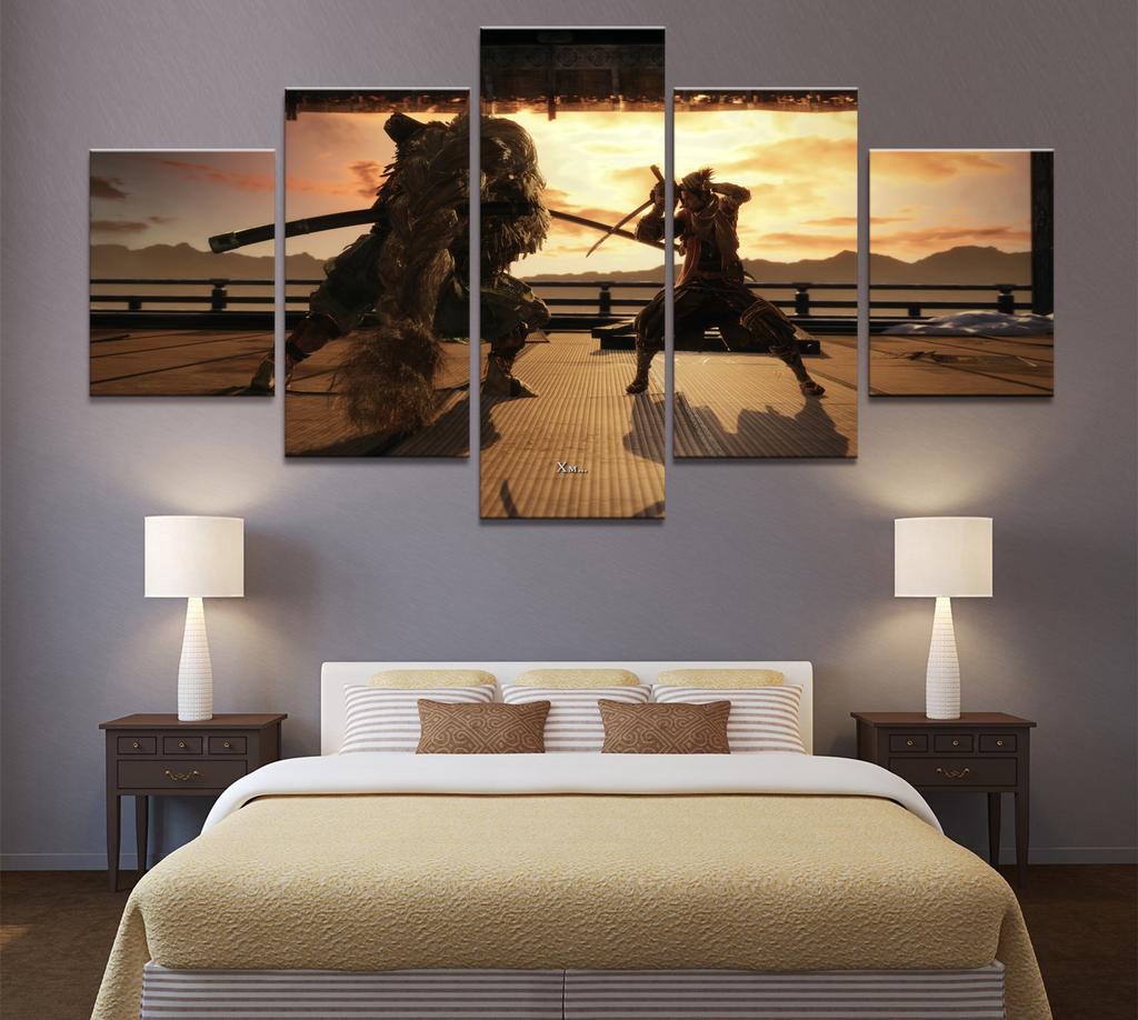 Unframed 5Pcs SEKIRO Shadows Die Twice Games Canvas Posters Wall Art Pictures HD Paintings Home Decor for Living Room Decoration