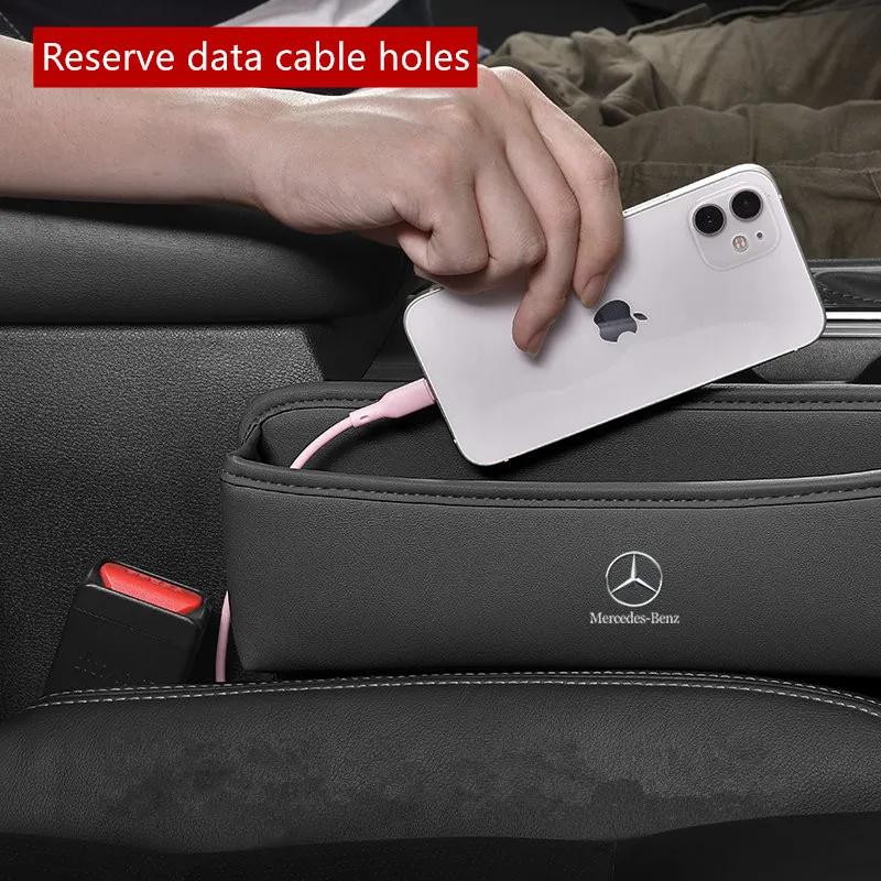 GLC GLB Car Seat Gap Organizer Leather Storage Box Interior Accessories For Mercedes Benz W203 W204 W205 W210 W211 W212 CLA CLK