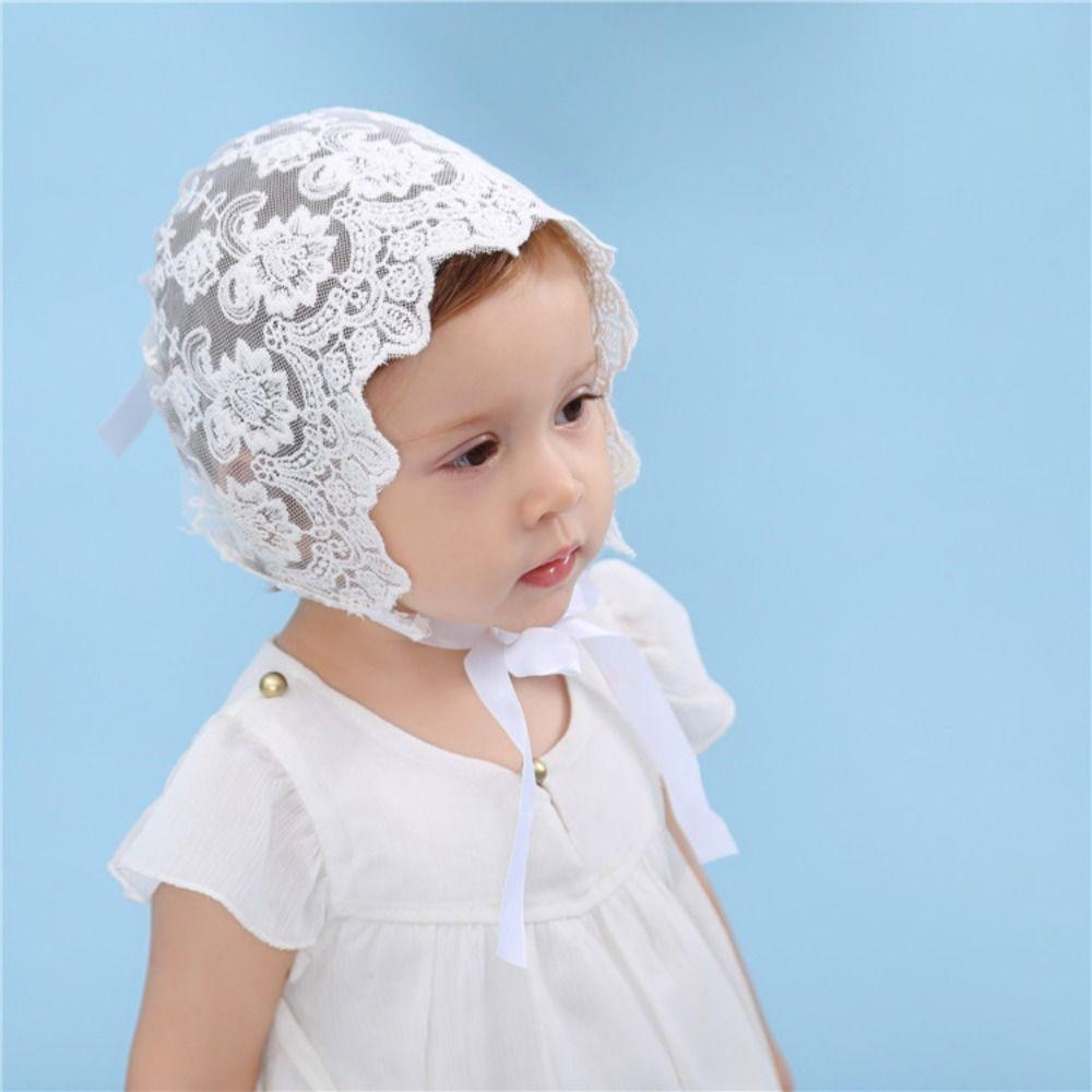 Lace Ruffle Newborn Hat Breathable Toddler Tie Beanie  Newborn Photography Prop