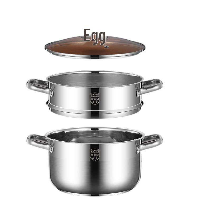2025 Three-Layer 316 Stainless Steel Steamer & Soup Pot for Induction & Gas Stoves