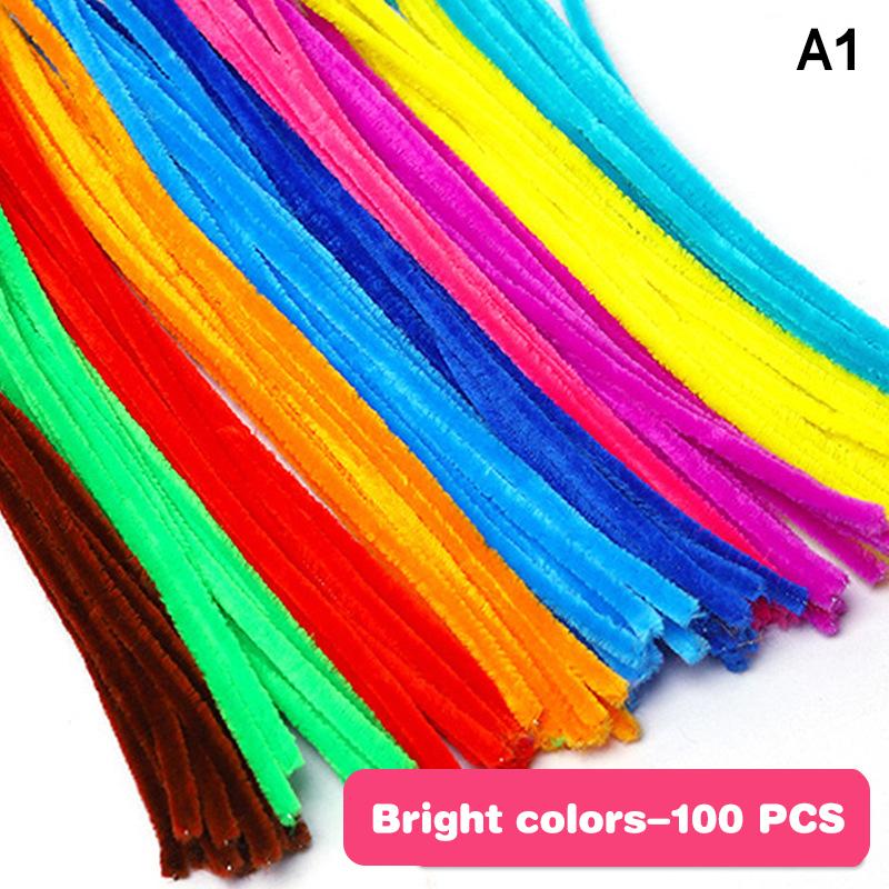 100pcs Fuzzy Wire Chenille Stems DIY Strips Twist Bar Anvil Wire Craft Pipe Handicraft Material Plush Tube Creative Toy