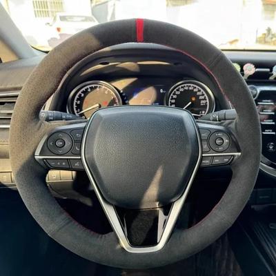 Housse de volant de voiture DIY Suede Confortable Pour Toyota Avalon Camry Crown Corolla 2018- RAV4 Accessoires d'intérieur de voiture