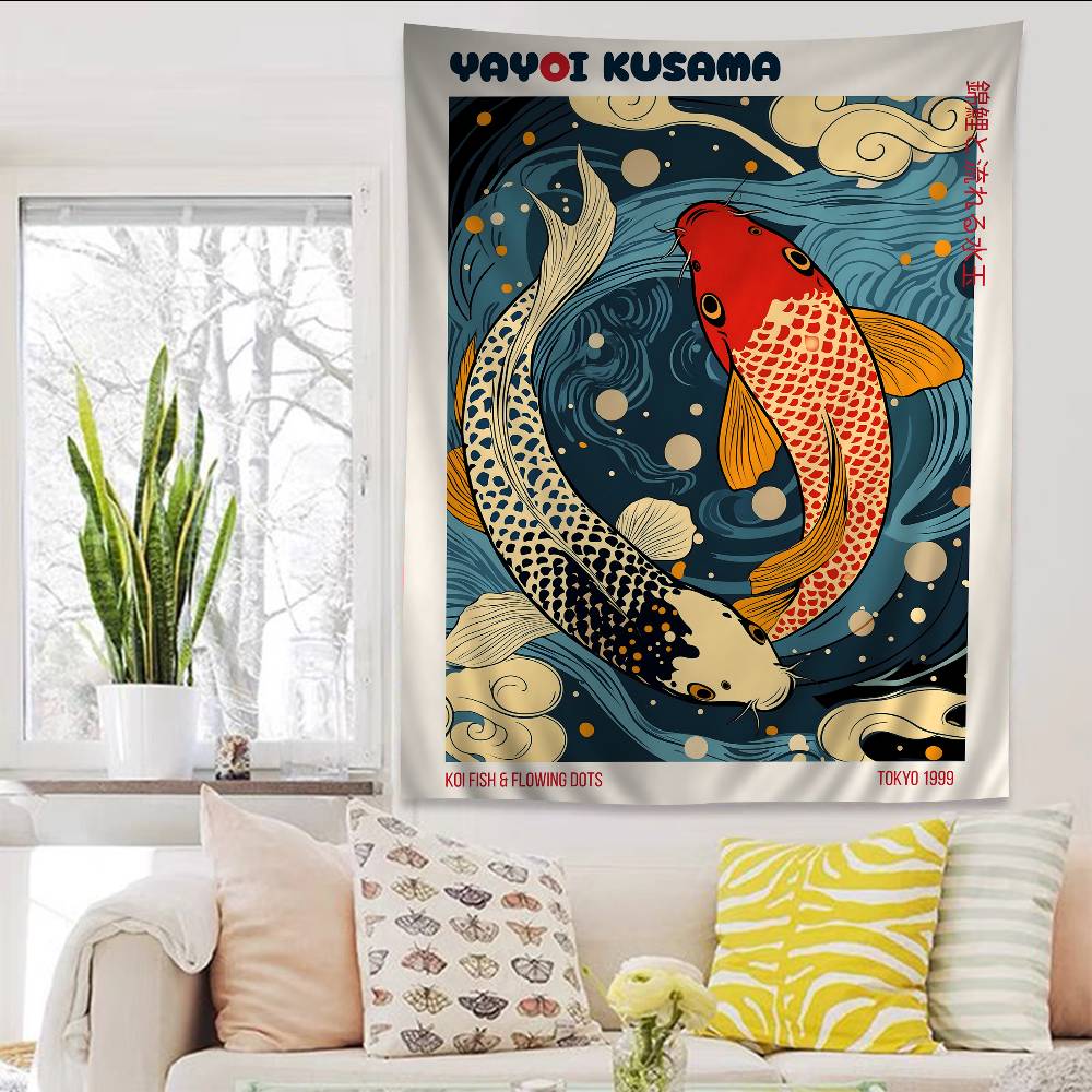 Yayoi Kusama Art Exhibition Pumpkin Flower Wall Art Hanging Bohemian Tapestry Home Decoration hippie bohemian Home Decor 74x94cm(29x37in)