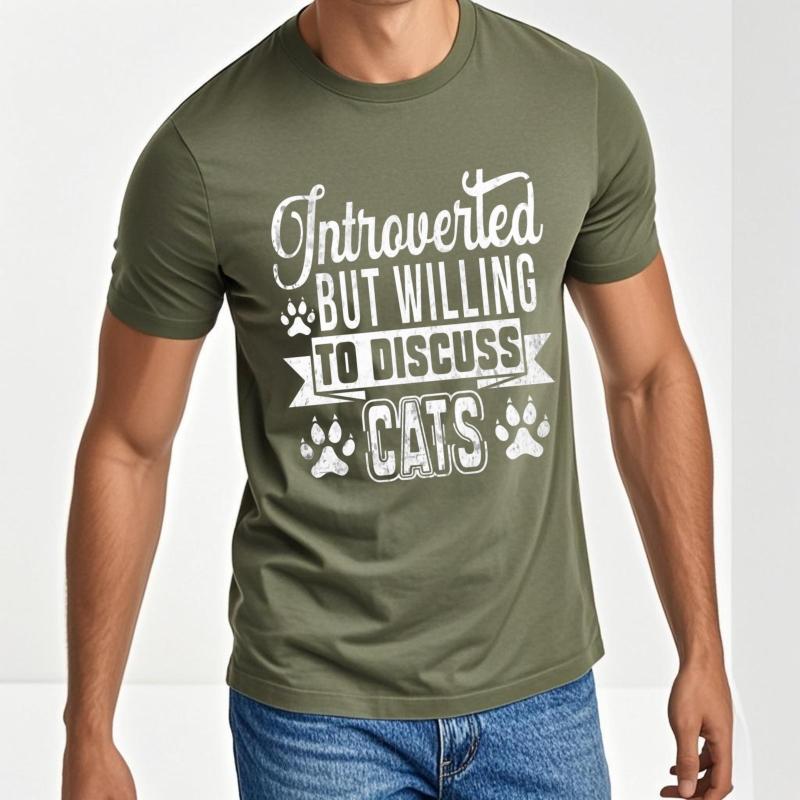 Street Wear Women summer t shirt Big size Introverted But Willing To Discuss Cats Comfort For him Teeshirt Mens Tshirt