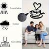 Heart Metal Wall Art Minimalist Coffee Cup Decor 2D Black Ironwork Kitchen Cafe Gift For Coffee Lovers