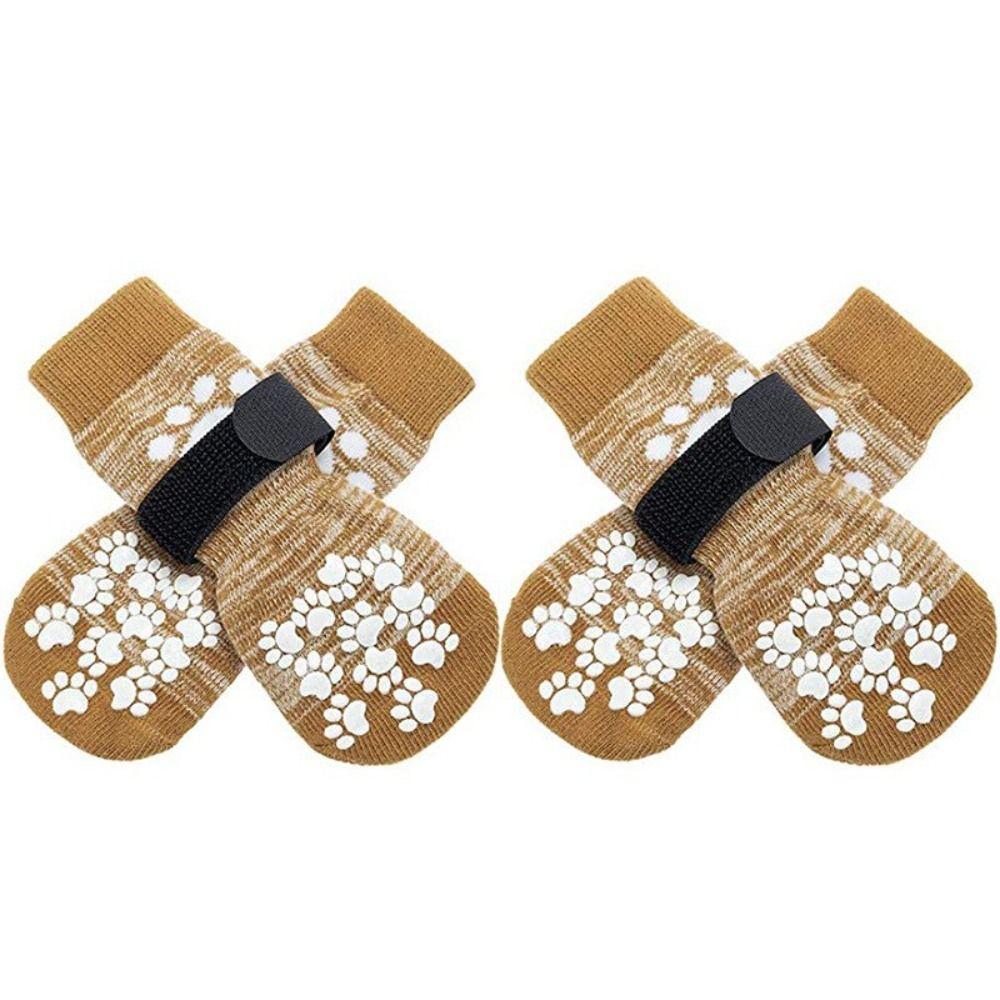 

4pcs/set Breathable Dog Socks Fashion Pet Foot Covers Traction Control Pet Paw Protector Floor M жёлтый