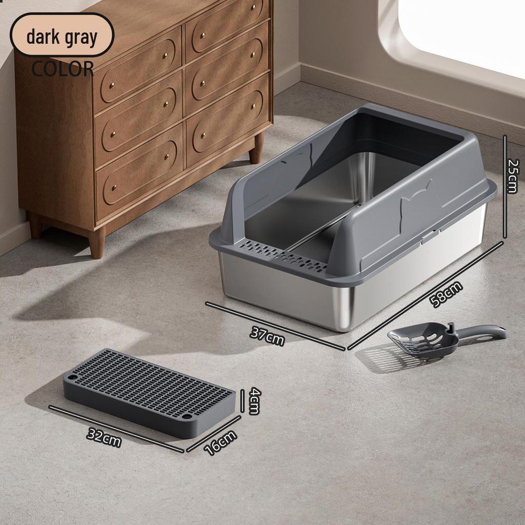 Stainless Steel Top-Entry Cat Litter Box, Anti-Splash Design