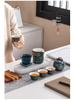 Ancient Charm Ceramic Travel Tea Set: Quick-Brew Pot with Three Cups for Outdoor Use - Customizable Logo Gift