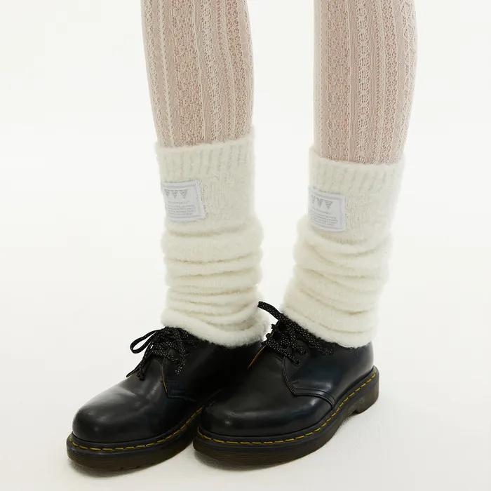 Basic Logo Heathered Leg Warmers _ White