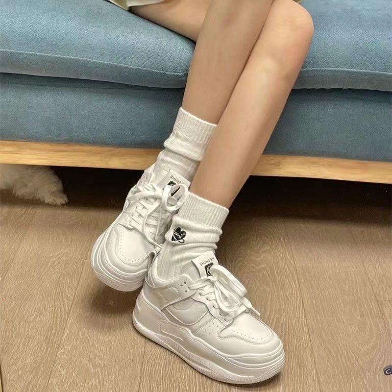 2024 Spring New Popular Thick-soled Dad Shoes Women's Little White Shoes Breathable Casual Versatile Fashion Sports Women's Board Shoes