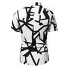 Spring Summer Men Spell Color Short Sleeve Shirt Men Casual 3D Digital Print Simple Style Shirt Tops 100% Polyester