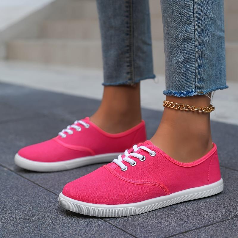Women's Fashion Casual Shoes, Comfortable Anti-slip Lace-up Soft Sole Sports Shoes, Suitable for Women's Outdoor Activities, Low-top Comfortable