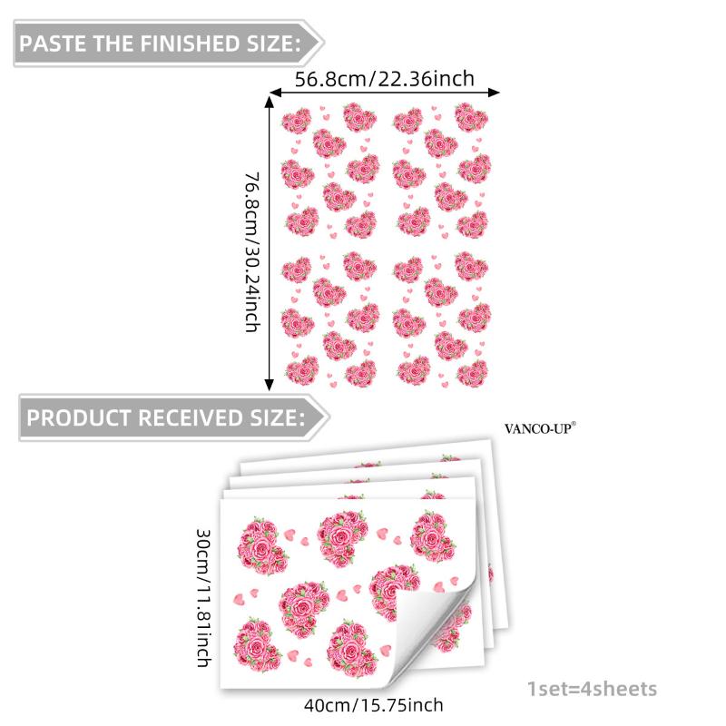 4 Stück Valentinstag Fensteraufkleber Niedliches Rotes Herzmuster in Aquarell Elektrostatisch Hochzeitsparty Hausdekorationsaufkleber