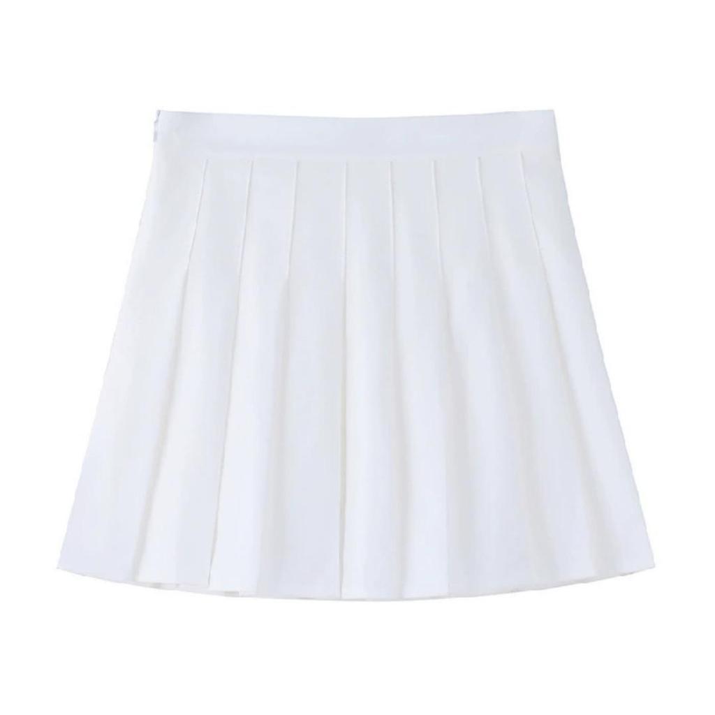 Dames Plissérok JK Uniformrok Rok Lente en Zomer Korte Rok (Veiligheidspantalon + Rits + Knopen)