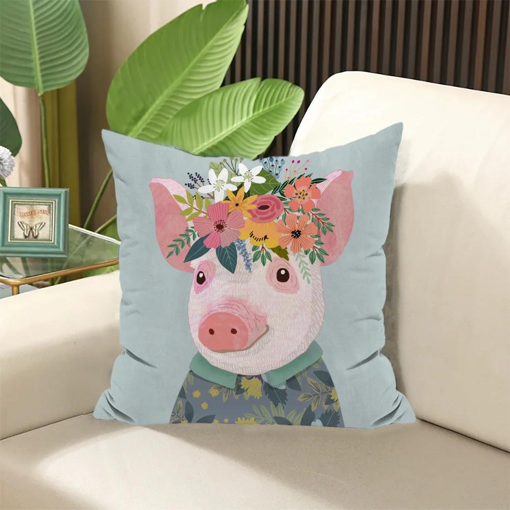 Kissen zum Schlafen Floral Friends Tier Kissenbezug  ×  Gefüllte Kissen Dekokissen Sofabezüge Elegante Raumbezüge