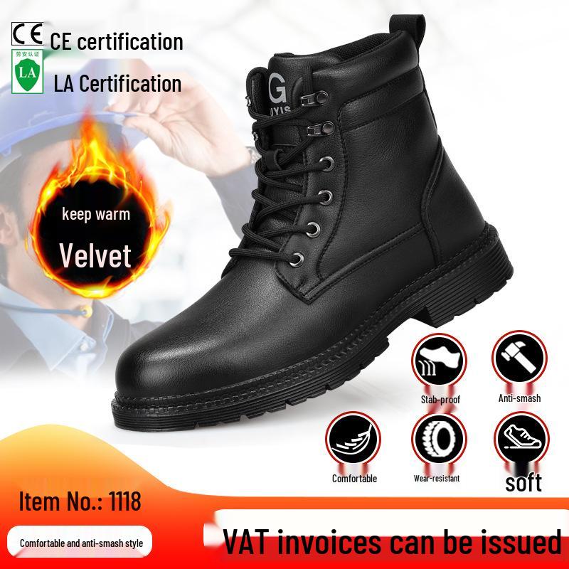 Durable High-Top Safety Shoes: Puncture-Resistant, Anti-Smash, Steel-Toe, Wear-Resistant Winter Protection