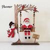 Wooden Snowman Decorations 3D Santa Swing Tabletop Decor, Christmas Ornament, Hand Painted Xmas Gift Farmhouse Indoor Shelf Mantel Display,
