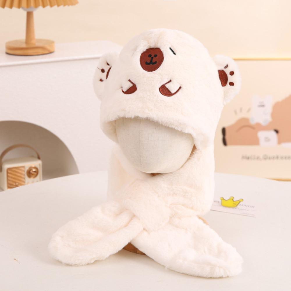 

Soft Baby Hat Scarf Set Casual Children s Winter Cap Autumn Capybara Fluffy Hat Keep Warm белый