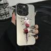 Cross rose is suitable for Apple 16plus mobile phone case iPhone15 new protective case 14 Europe, America and 17 premium.