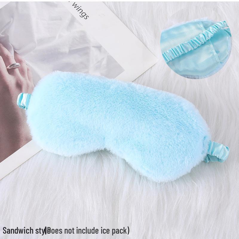 Blackout Rabbit Fur Sleep Mask - Soft, Breathable, Skin-Friendly, Plush Imitation Silk for Autumn/Winter Eye Protection.