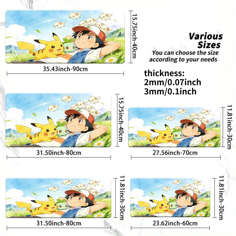 Pokemon Ash Bulbasaur Sunset Lake Boat Gaming Mouse Pad with NonSlip Rubber Base 30x80x0.2cm