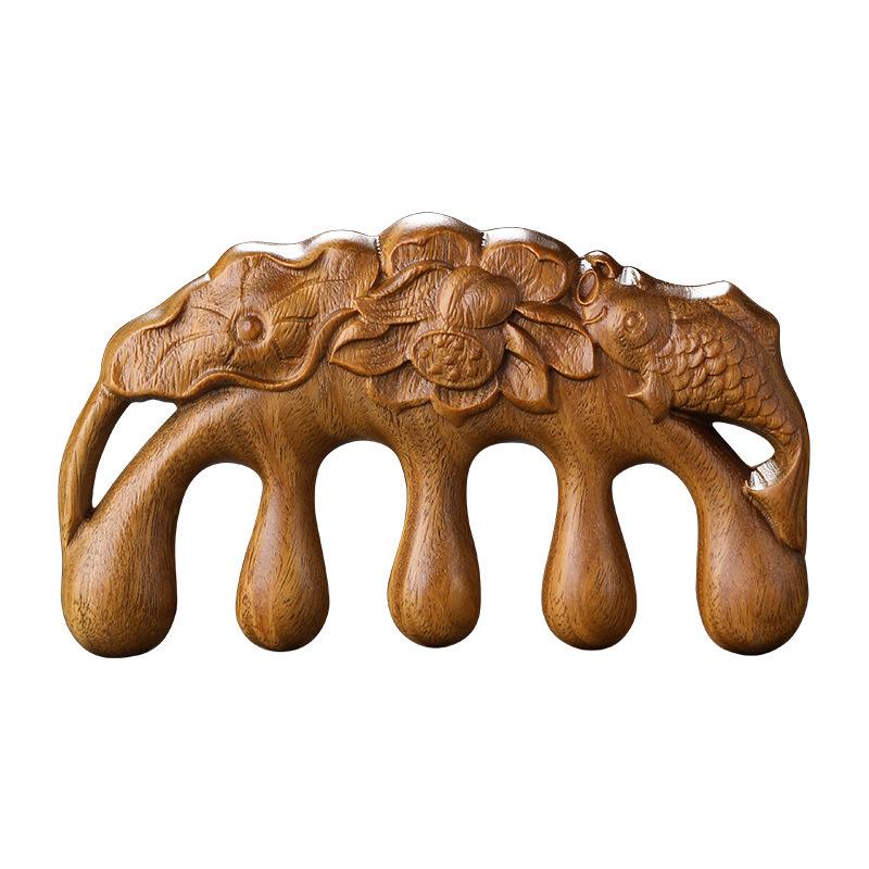 Golden Sandalwood Massage Comb - Multifunctional Head Therapy & Blood Circulation Activation Gua Sha Tool.