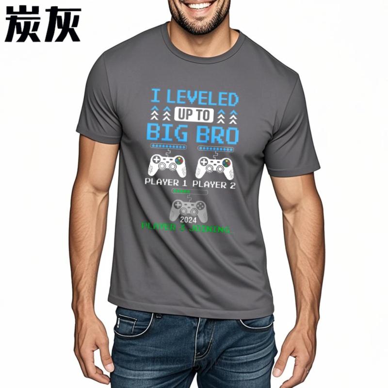 New Arrived Teenagers Round Neck Tshirt Brand I Leveled Up To Big Bro Player 1 Player 2 Player 3 Joining 2024 Classic Tshirt