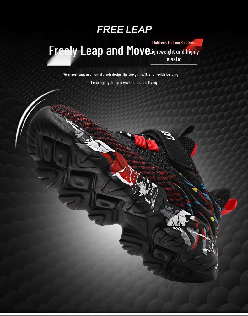 Boys' Breathable Mesh Running Shoes for Ages 7-12, Lightweight Sports Shoes for Spring and Autumn 2024.