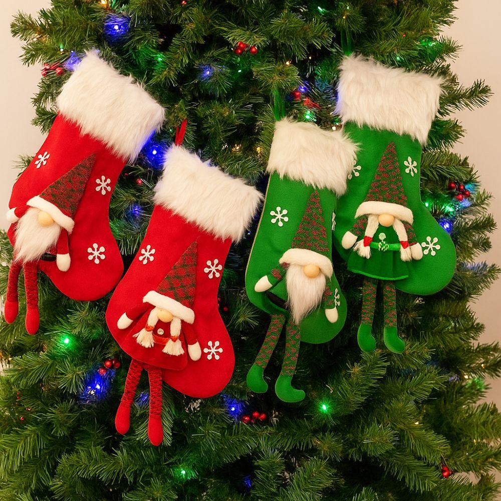 Pluszowe skarpety świąteczne Urocze ozdoby choinkowe Przenośne skarpety do dekoracji kominka Dekoracje domowe