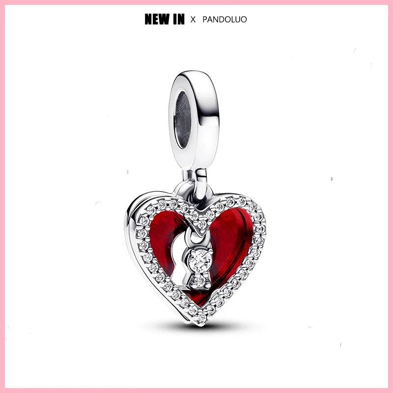 Copper Fashion Pink Princes Skirt Bag Lipstick Heart-Shaped Charm Bead Fit Original 3Mm Woman Bracelet Jewelry Gift