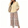 Women's Casual Printed 3/4 Sleeve Button Front Top and Wide Leg Pants 2 Piece Set