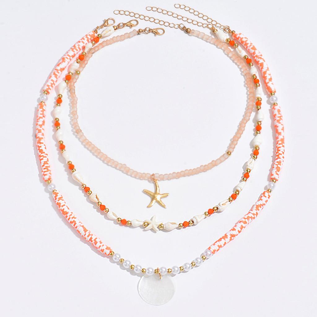 Bohemian Shell Necklace Set For Women Handmade Geometric Beach Jewelry Gift For Summer