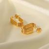 Yori Geometric Unusual Stainless Steel Metal Stud Earrings 18K PVD Plated Texture Golden Fashion Unique Jewelry