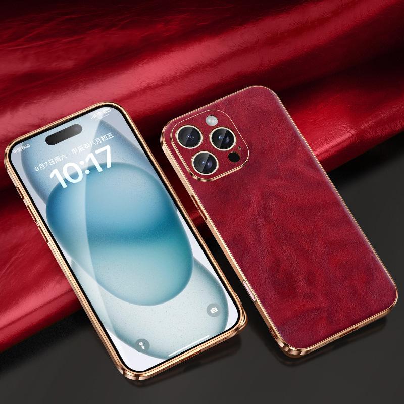 Originální kožený kryt na telefon z olejové voskové kůže pro iPhone 16 Pro Max 16 Plus 16pro Luxusní měkké okraje Nárazuvzdorný Kryt s ochranou fotoaparátu