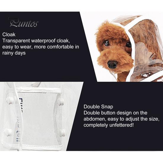 Vêtements de pluie transparents pour animaux de compagnie Imperméable Boutons-pression Capuche Minimaliste Réglable Chien Coupe-vent Doux Équipement de pluie Fourniture