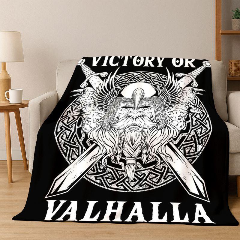 Guerrero VikingoSímbolo Valknut Nórdico Valhalla Manta de Franela Suave Cálida Manta de Sofá para Dormitorio Sala de Estar Cama Viaje Camping