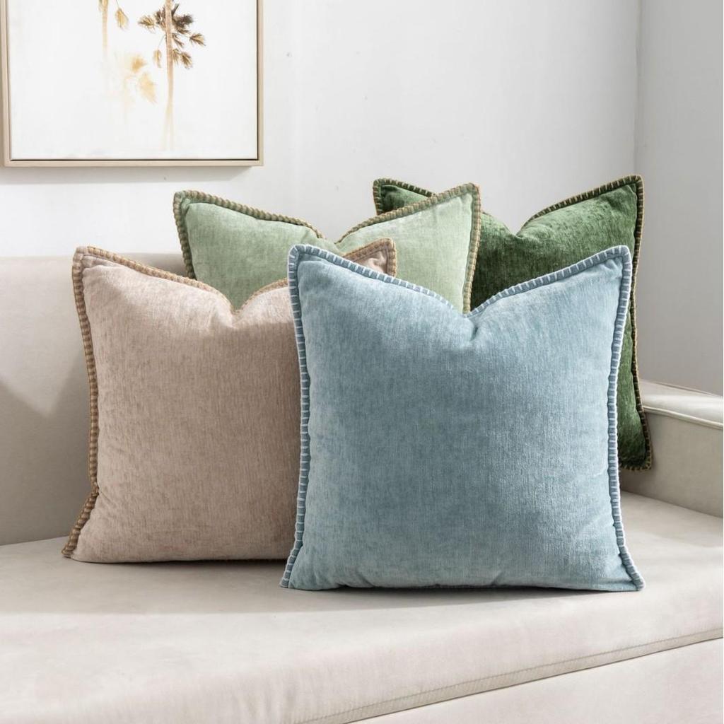 Chenille Edge Pillowcase: Nordic Solid Color Sofa & Bay Window Cushion
