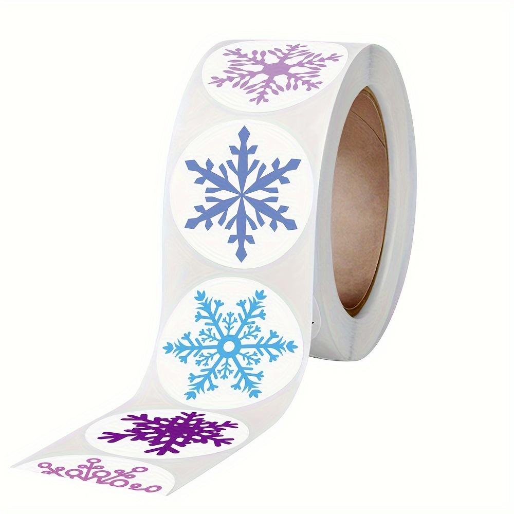 500pcs/roll Glossy Snowflake Stickers, Round Paper Christmas Decals, Single-Use Festive Home Decor for New Year Celebrations