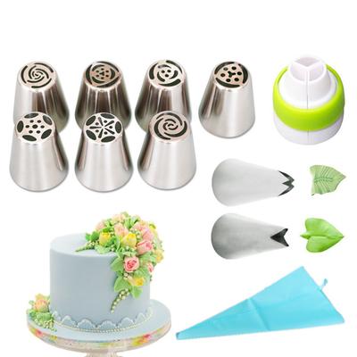 LMETJMA Russian Icing Piping Tips Set Stainless Steel Russian Nozzle Piping Tips With Silicone Pastry Bag JT33