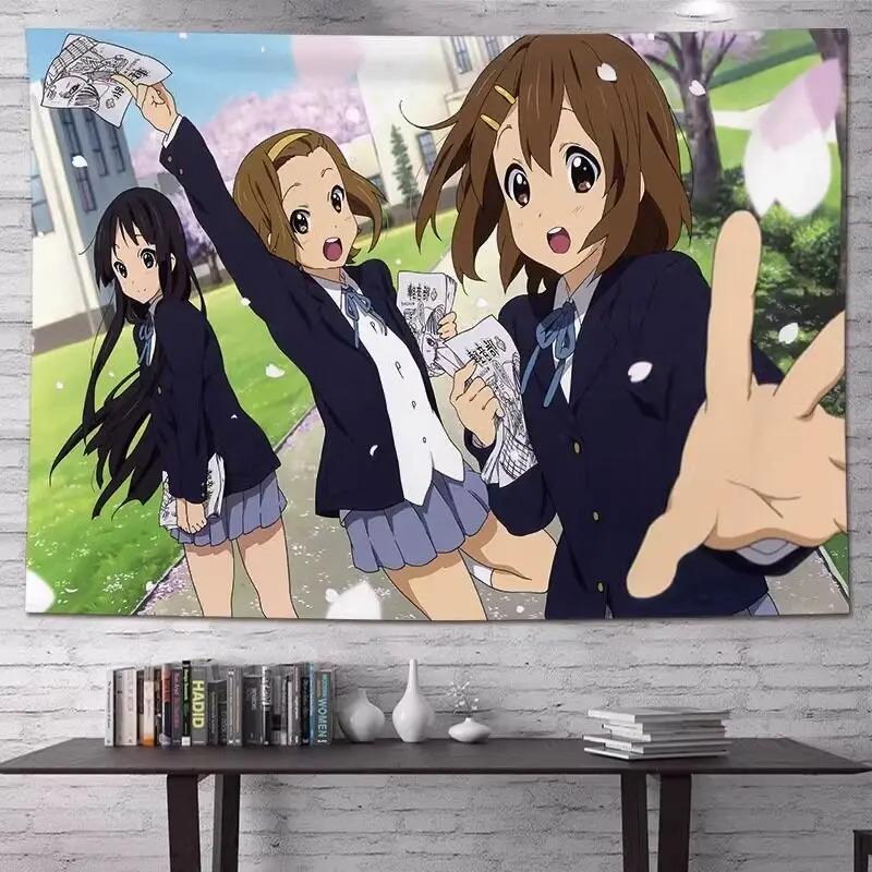 K Anime Auf Anime Mädchen Wandteppich Niedlicher Japanischer Schulmädchen Druck Wandbehang für Teenager Schlafzimmer Wohnheim Zimmer Dekor Mehrere Größen