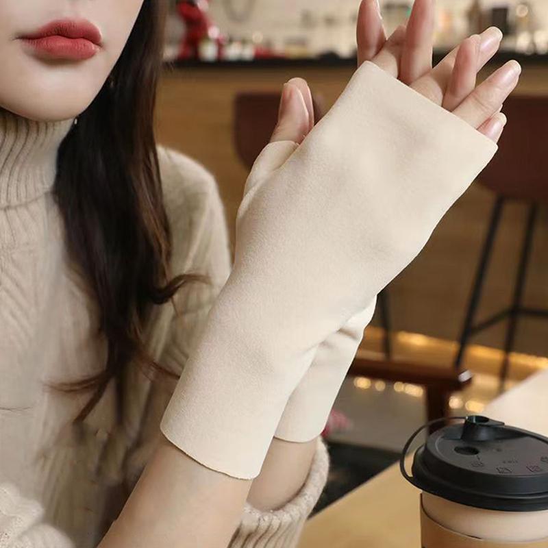 Gants sans doigts pour femmes, mitaines d'hiver chaudes à écran tactile, mitaines en velours pour cyclisme en plein air