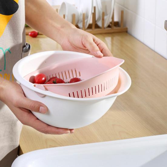 Eco-friendly Drain Basket Detachable Plastic Large Vegetable Washing Bowl Strainer for Home
