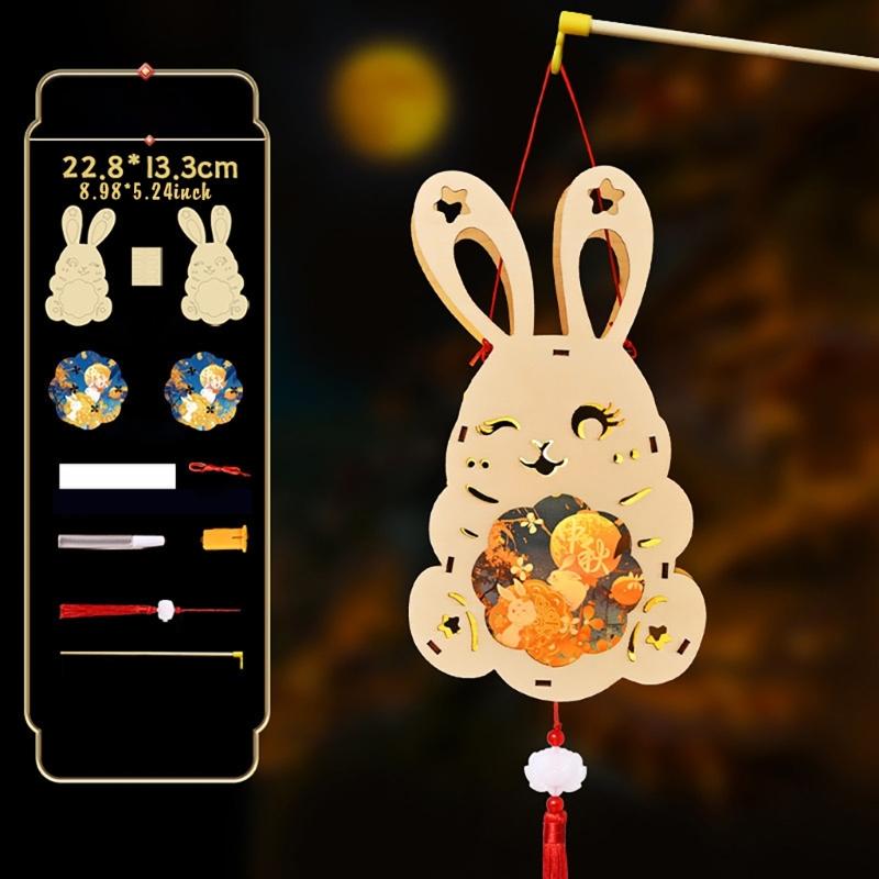 Lovely Rabbits Light Hanging Decors Portable Autumn Festival Rabbits Light Decoration for Cultural Enthusiasts