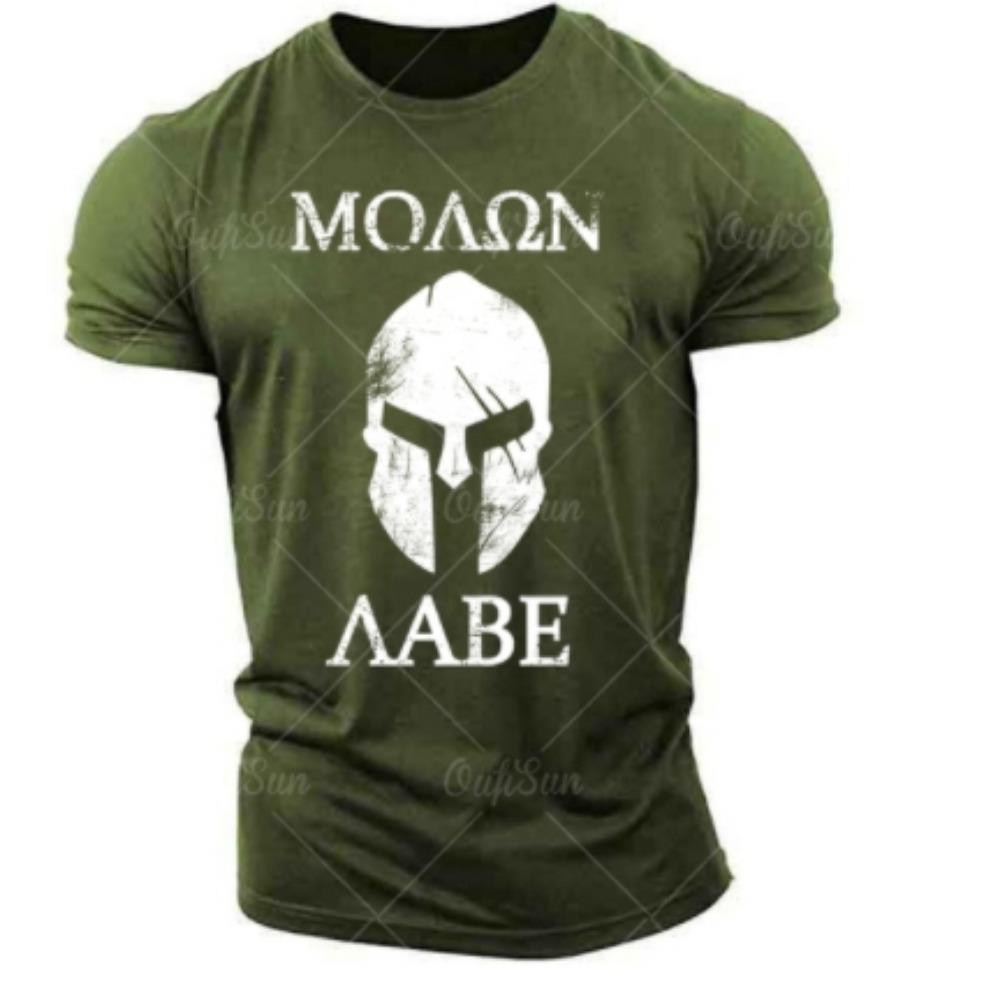 Retro Spartan men's T-shirt, 3D printed short sleeved top, oversized fashionable oversized fitness and sports men's clothing