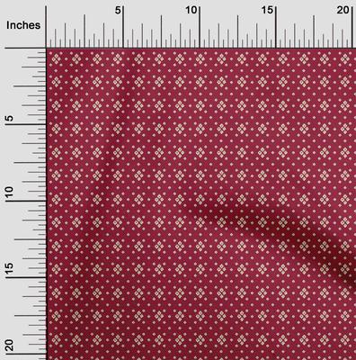 Baumwoll-Flex Karminrot Stoff Kleines Motiv Bandhani Patchwork-Zubehör Druck Nähstoff Meterware 40 Zoll