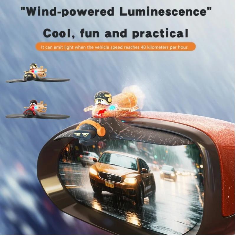 Rearview Mirror Decor - Car Multifunctional Rain Eyebrow Adhesive Waterproof Wind-Powered with Lighting Car Accessories for Auto